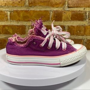 🧱Kids Converse Low Pink Frayed Desgin